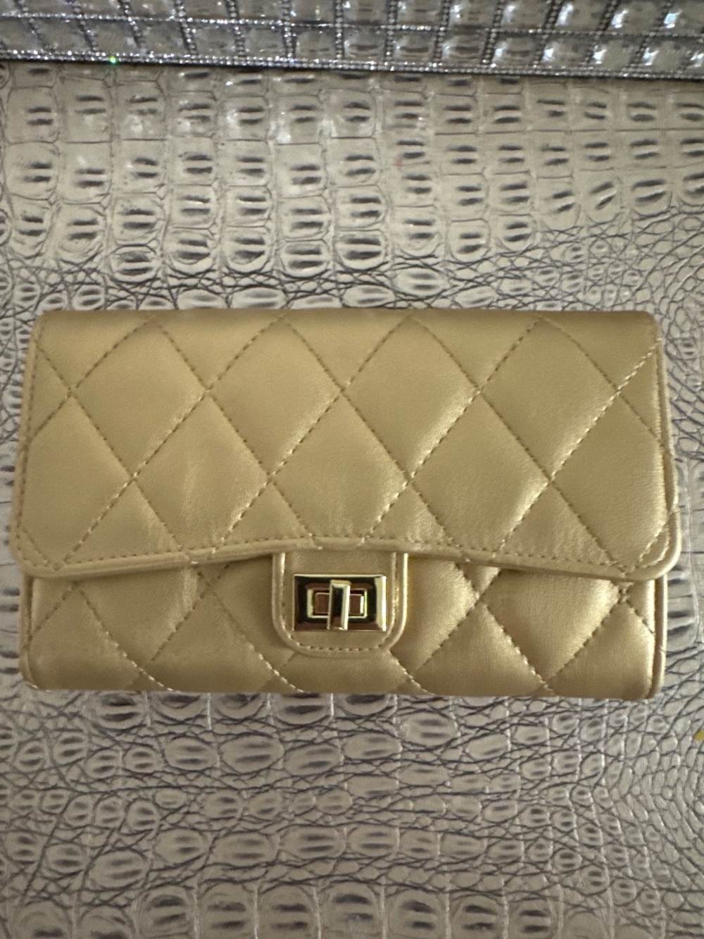 Gold clutch purse